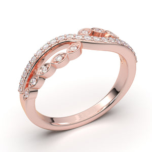 Rose Gold Twisted Diamond Stackable Wedding Band
