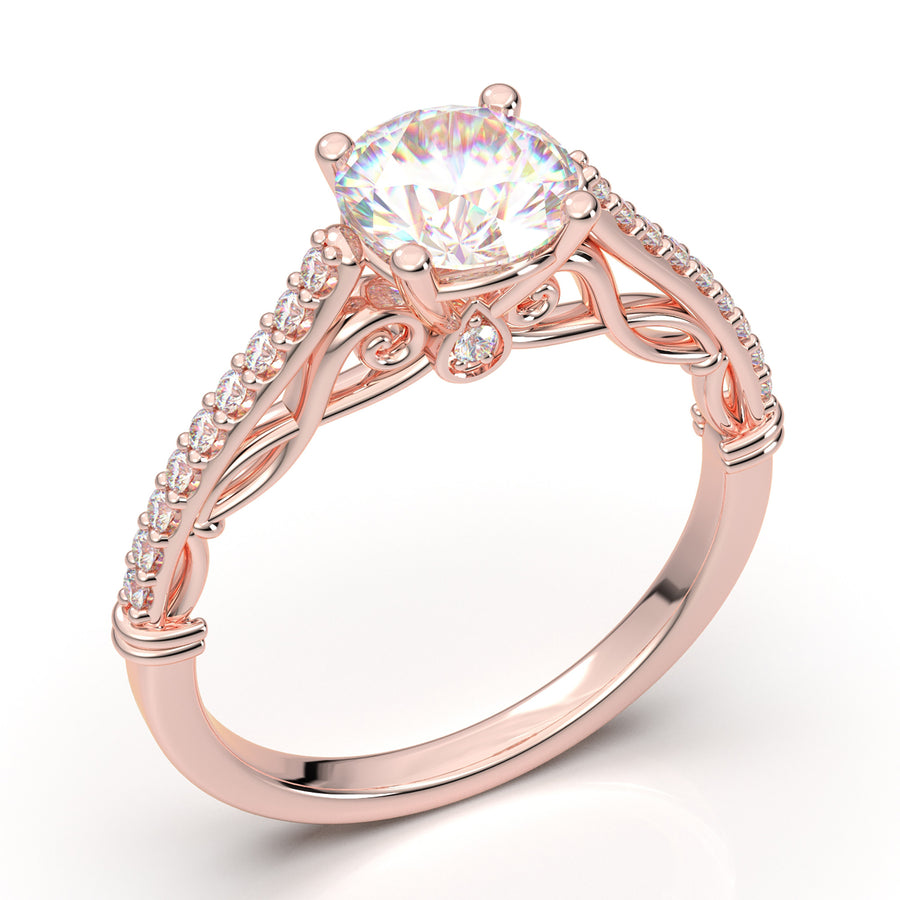 Home Try On--Rose Gold Vintage Filigree Infinity Ring