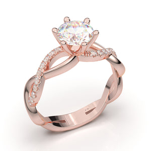 Home Try On--Rose Gold Twisted Infinity Half Diamond Ring