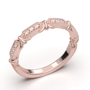 Home Try On--Rose Gold Vintage Filigree Bar Band
