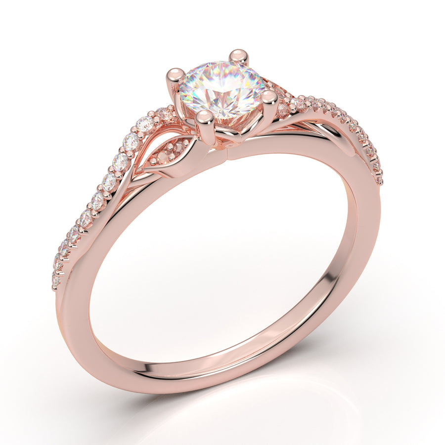 Rose Gold Floral Twist Delicate Ring