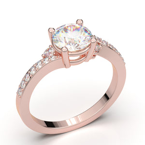 Rose Gold Twisted Curved Three Stone Ring
