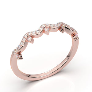 Rose Gold Twisted Curved Wedding Band