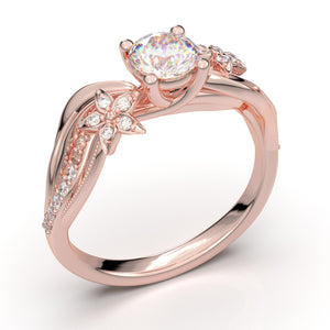 Rose Gold Floral Twisted Flower Ring
