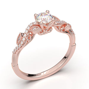 Home Try On--Rose Gold Floral Filigree Petal Ring