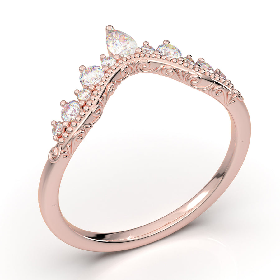 Rose Gold Contour Filigree Wedding Band