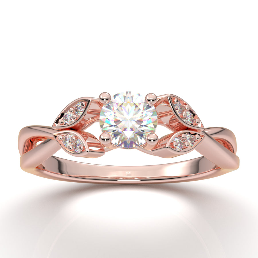 Home Try On--Rose Gold Floral Twist Marquise Design Ring