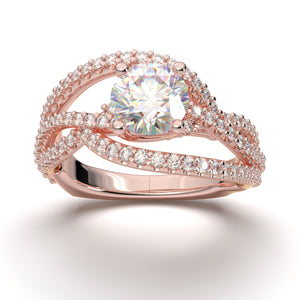 Home Try On--Rose Gold Twisted Weave Diamond Ring