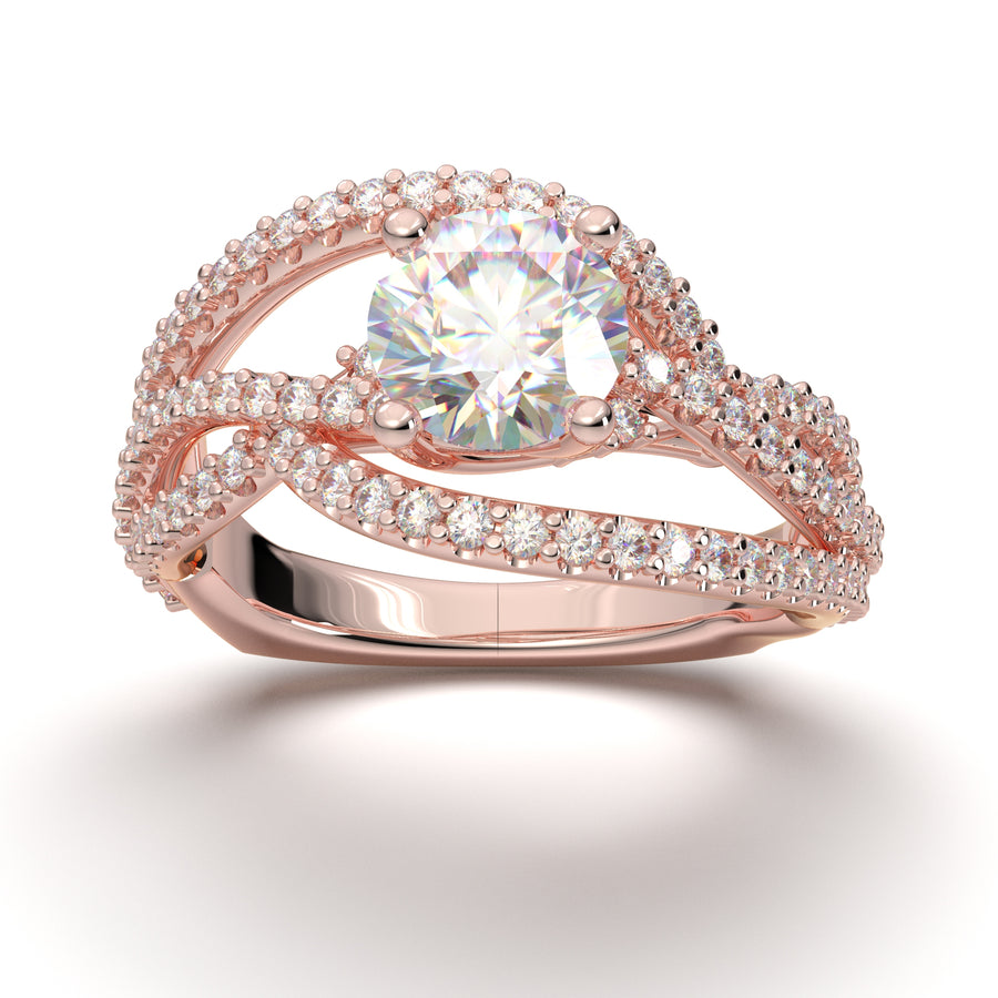 Rose Gold Twisted Weave Diamond Ring