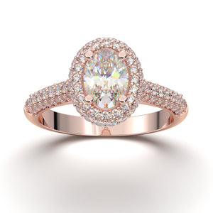 Home Try On--Rose Gold Pave Oval Halo Ring