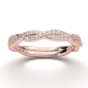 Home Try On--Rose Gold Infinity Thin Twist Diamond Band
