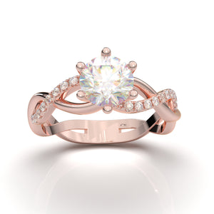 Rose Gold Twisted Infinity Half Diamond Ring