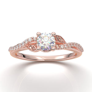 Rose Gold Floral Twist Delicate Ring