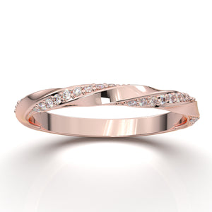 Home Try On--Rose Gold Twisted Alternating Diamond Band