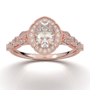 Home Try On--Rose Gold Oval Halo Engagement Ring