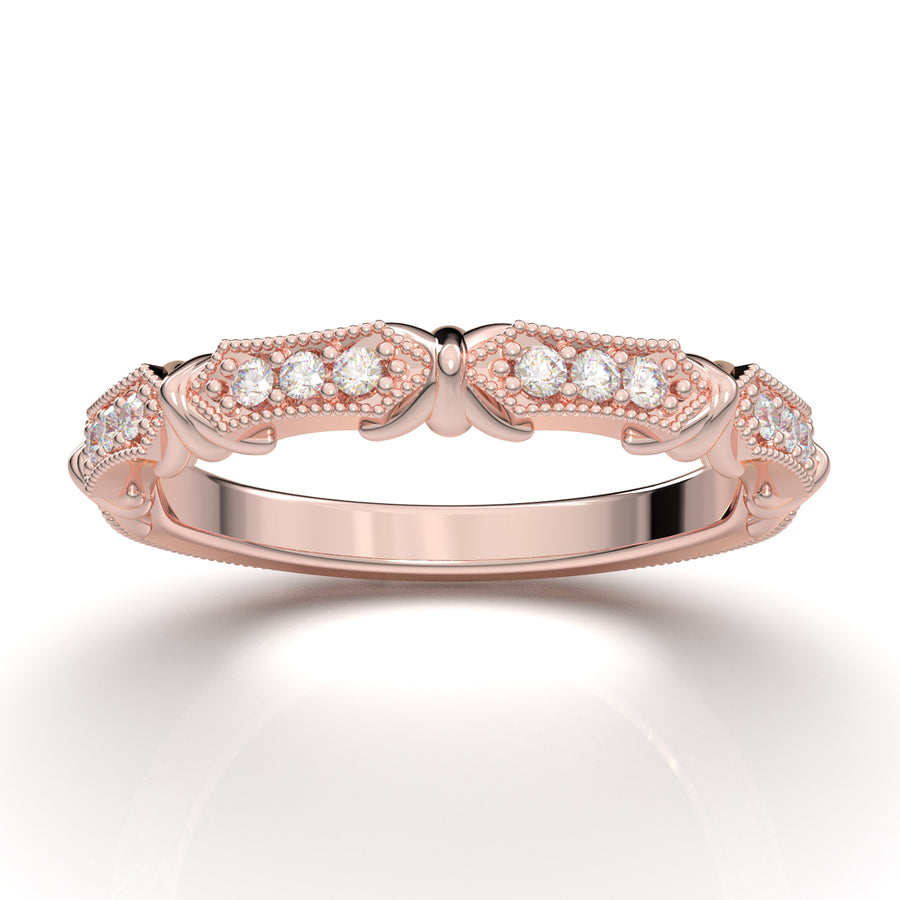Home Try On--Rose Gold Vintage Filigree Bar Band