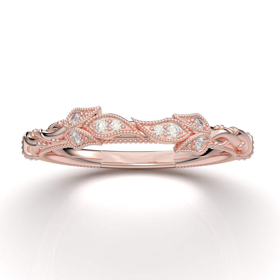 Home Try On--Rose Gold Floral Vine Wedding Band