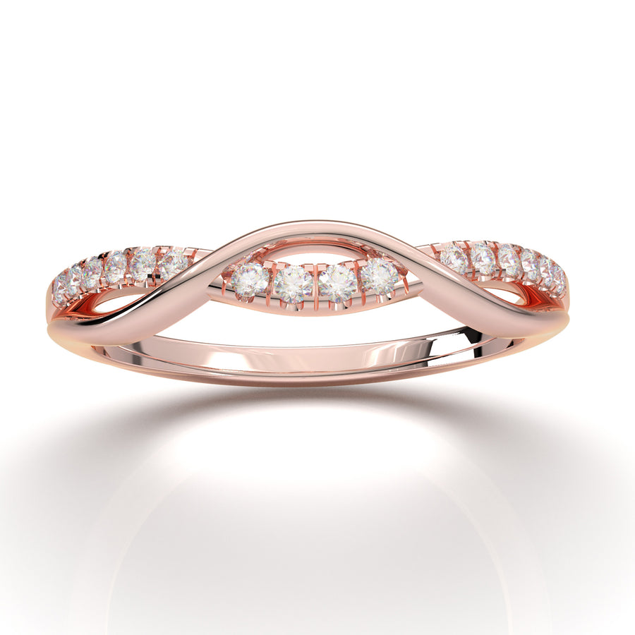 Home Try On--Rose Gold Twisted Half Diamond Band