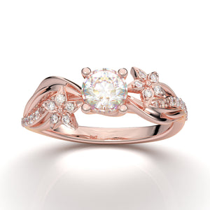 Rose Gold Floral Twisted Flower Ring