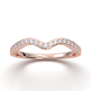 Home Try On--Rose Gold Curved Delicate Wedding Band