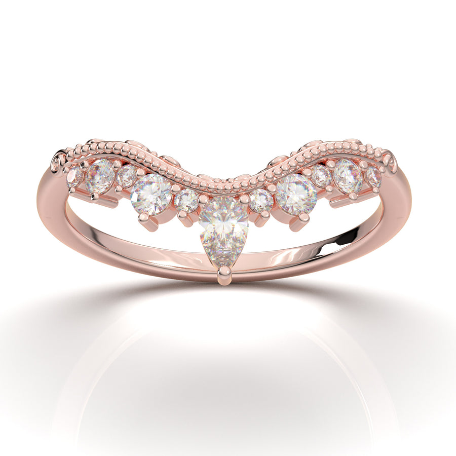 Home Try On--Rose Gold Contour Filigree Wedding Band