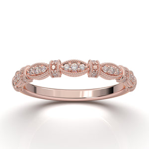 Home Try On--Rose Gold Vintage Marquise Bar Band