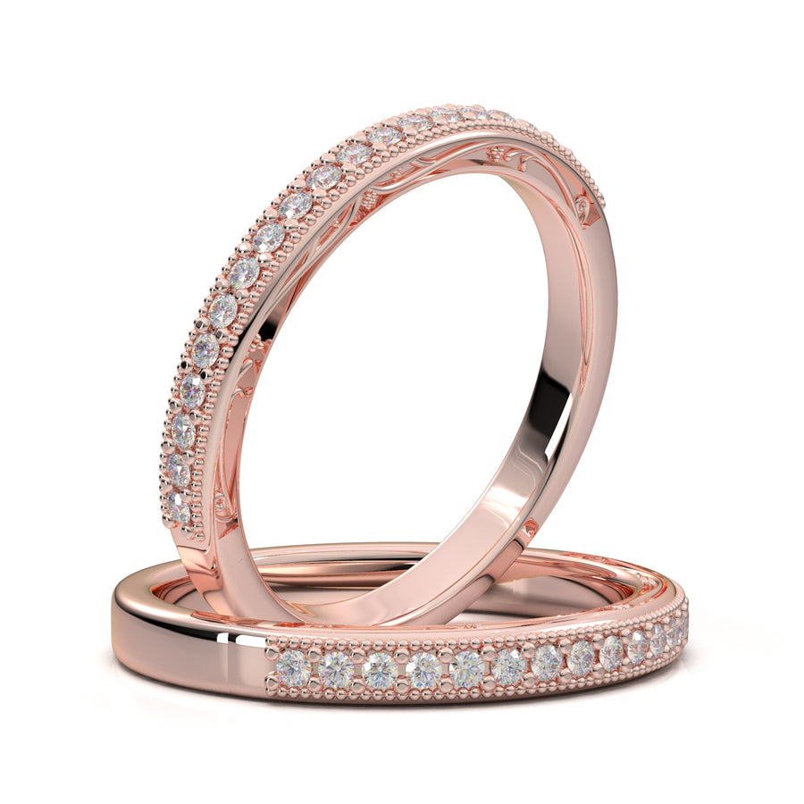 Home Try On--Yellow Gold Vintage Floral Leaf Filigree Band