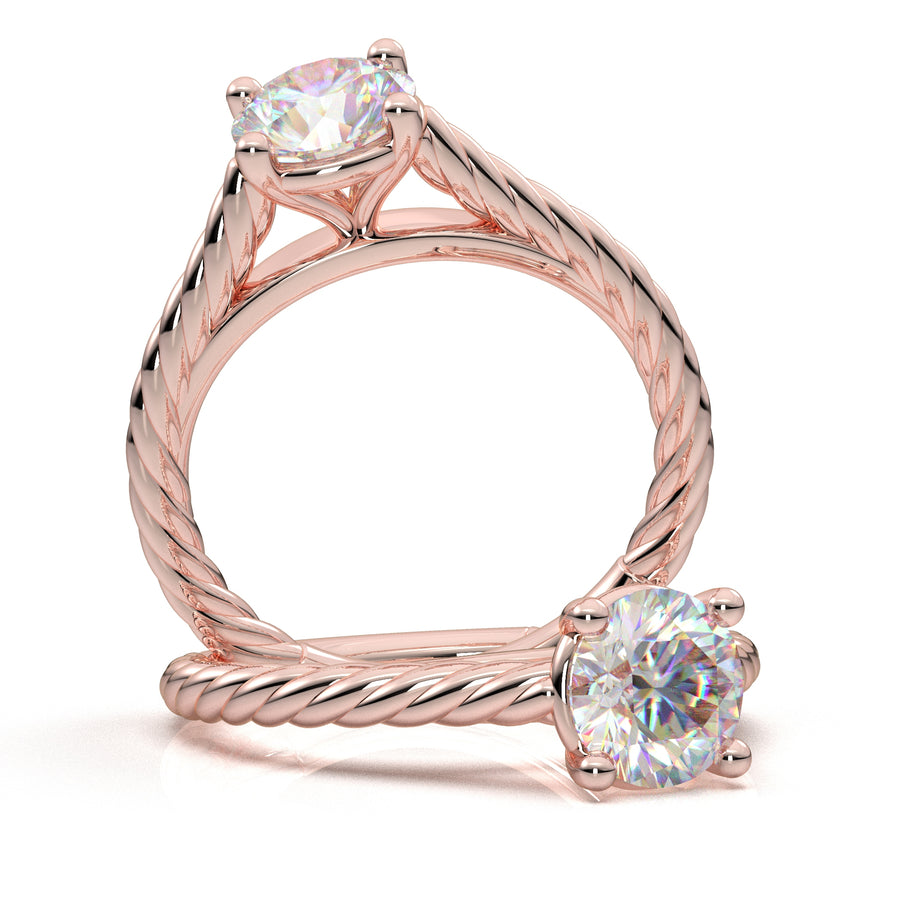 Rose Gold Rope Solitaire Ring