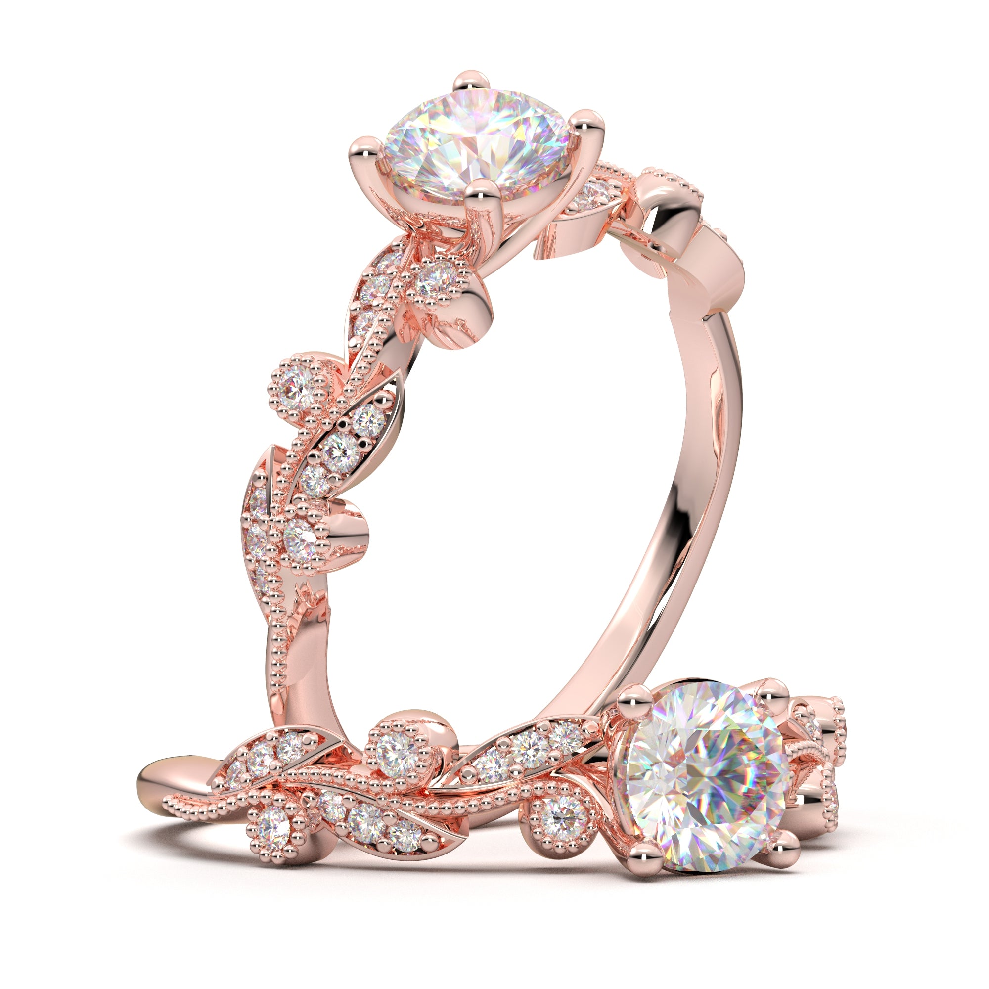 Whitney Diamond Engagement Ring -14K Rose Gold, 3 stones, 3 Carat, – Best  Brilliance