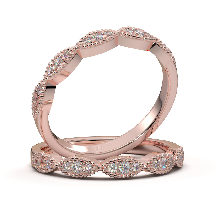 Rose Gold Vintage Marquise Stackable Band