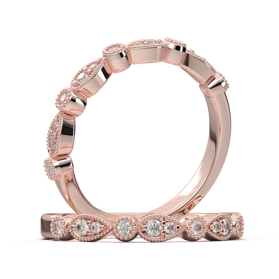 Home Try On--Rose Gold Vintage Pear Bezel Stackable Band