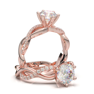 Home Try On--Rose Gold Twisted Infinity Half Diamond Ring
