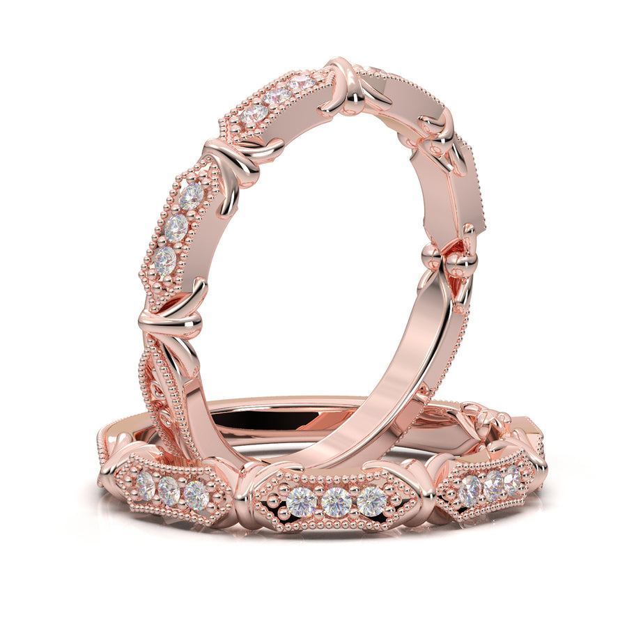 Home Try On--Rose Gold Vintage Filigree Bar Band