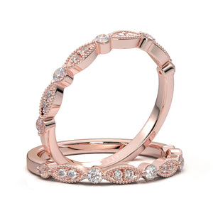 Home Try On--Rose Gold Vintage Stackable Prong Band