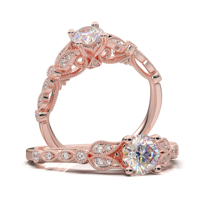 Home Try On--Rose Gold Floral Stackable Ring