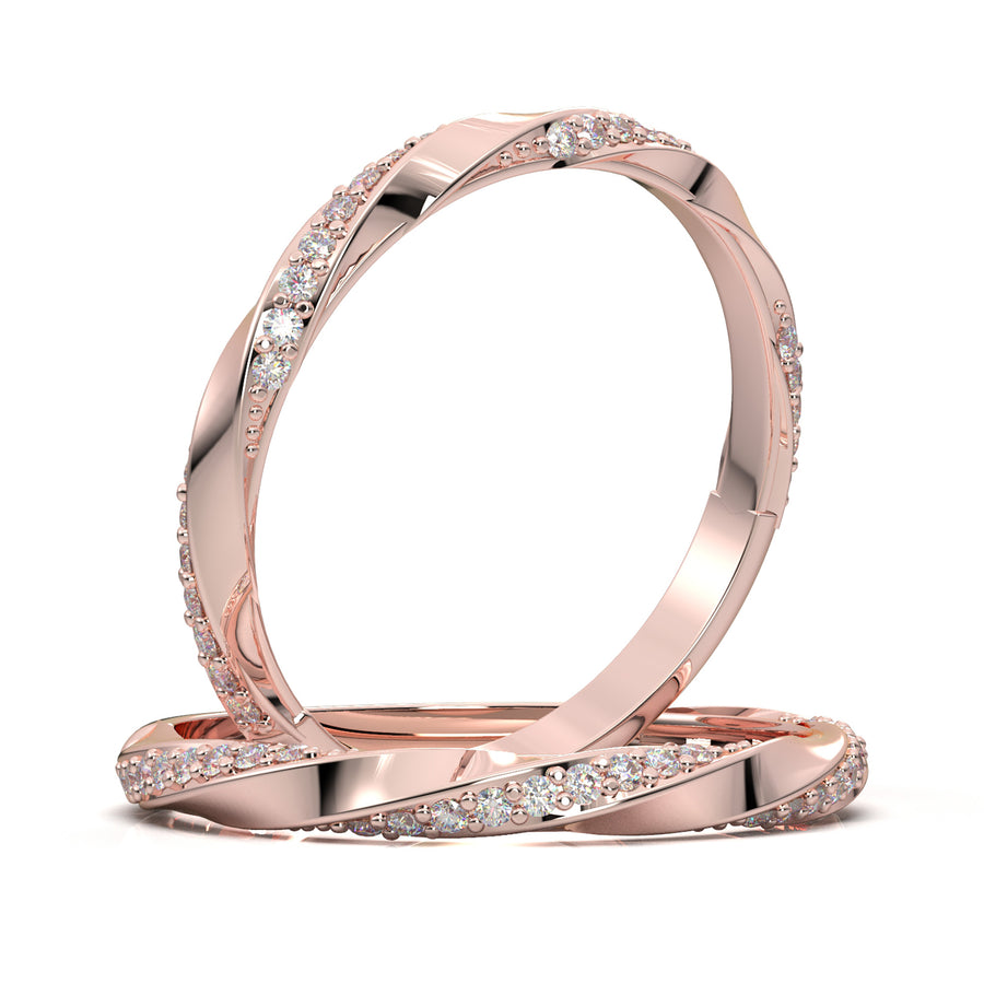 Home Try On--Rose Gold Twisted Alternating Diamond Band