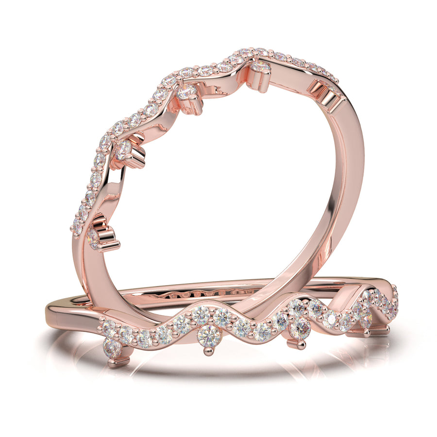 Home Try On--Rose Gold Twisted Curved Wedding Band
