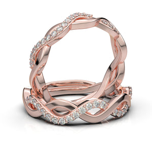 Home Try On--Rose Gold Infinity Shared Prong Half Diamond Band