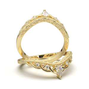 V POINTED WEDDING RING, 14K WHITE GOLD MOISSANITE RING