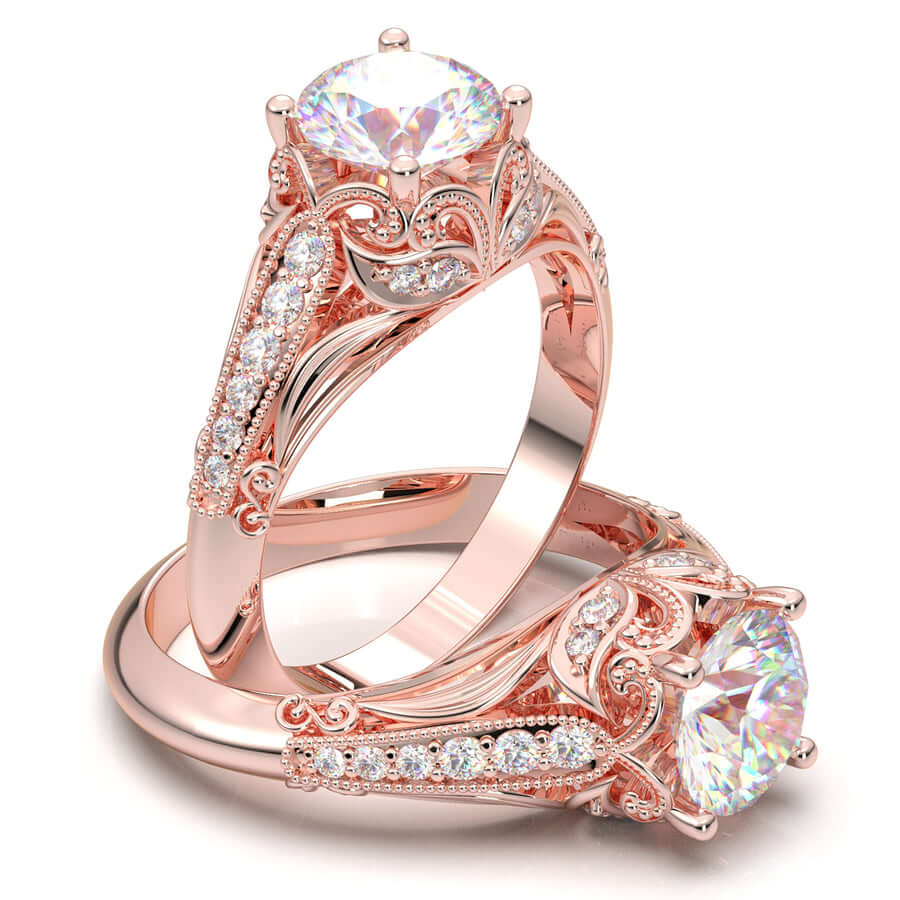 Amazon.com: Dsnyu 18carat Rose Gold 750 Promise Wedding Ring, Rose Gold  Women's Ring, Hollow Flower Shaped 0.54ct Ruby Rings Bands for Engagement  Size 4 : Clothing, Shoes & Jewelry
