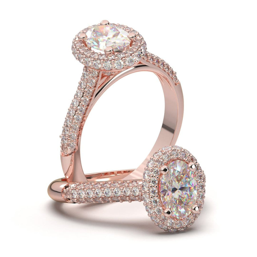 ROSE GOLD PAVE OVAL HALO RING