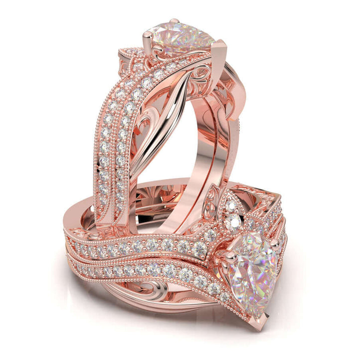 Rose Gold Bridal Ring Set Engagement Set