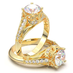 White Gold Vintage Floral Signet Ring