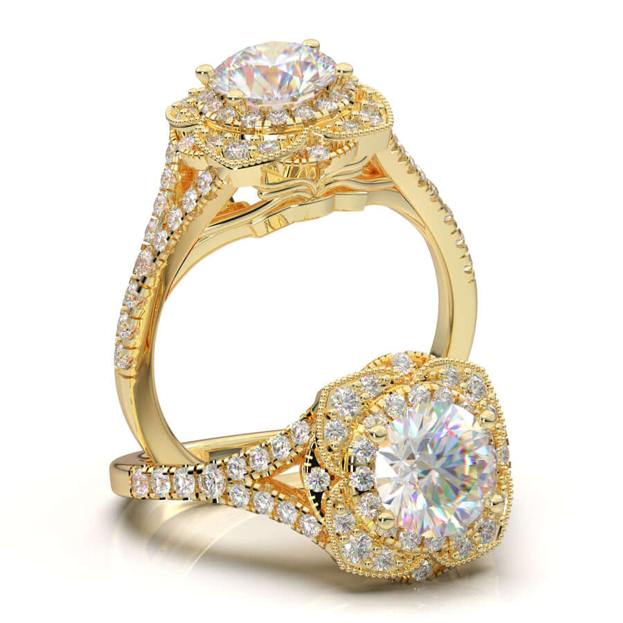 Oval Halo and Diamond Split Shank Engagement Ring for Emily | Cynthia Britt