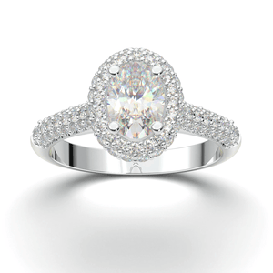 WHITE GOLD PAVE OVAL HALO RING