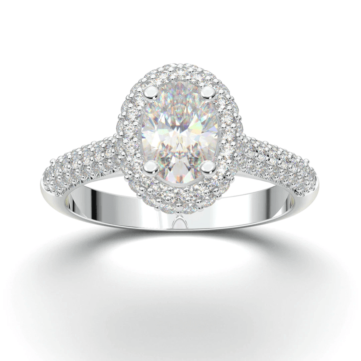 WHITE GOLD PAVE OVAL HALO RING