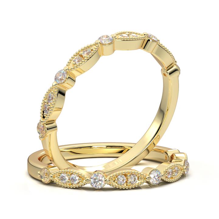 YELLOW GOLD VINTAGE STACKABLE PRONG BAND