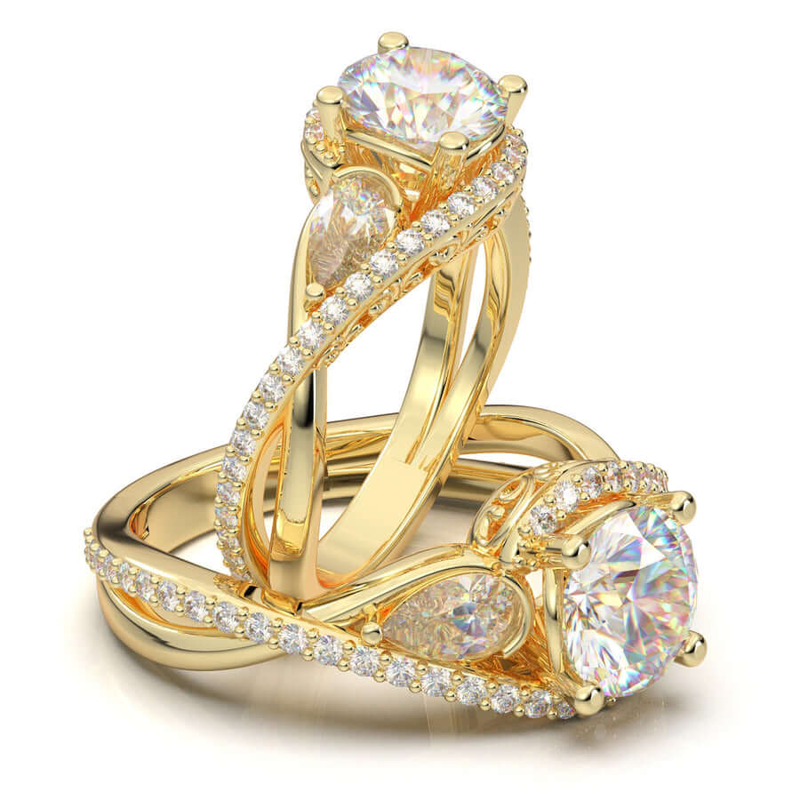 blive irriteret Lim ledig stilling Yellow Gold Vintage Filigree Wedding Ring/ Three Stone Ring/ Women's D