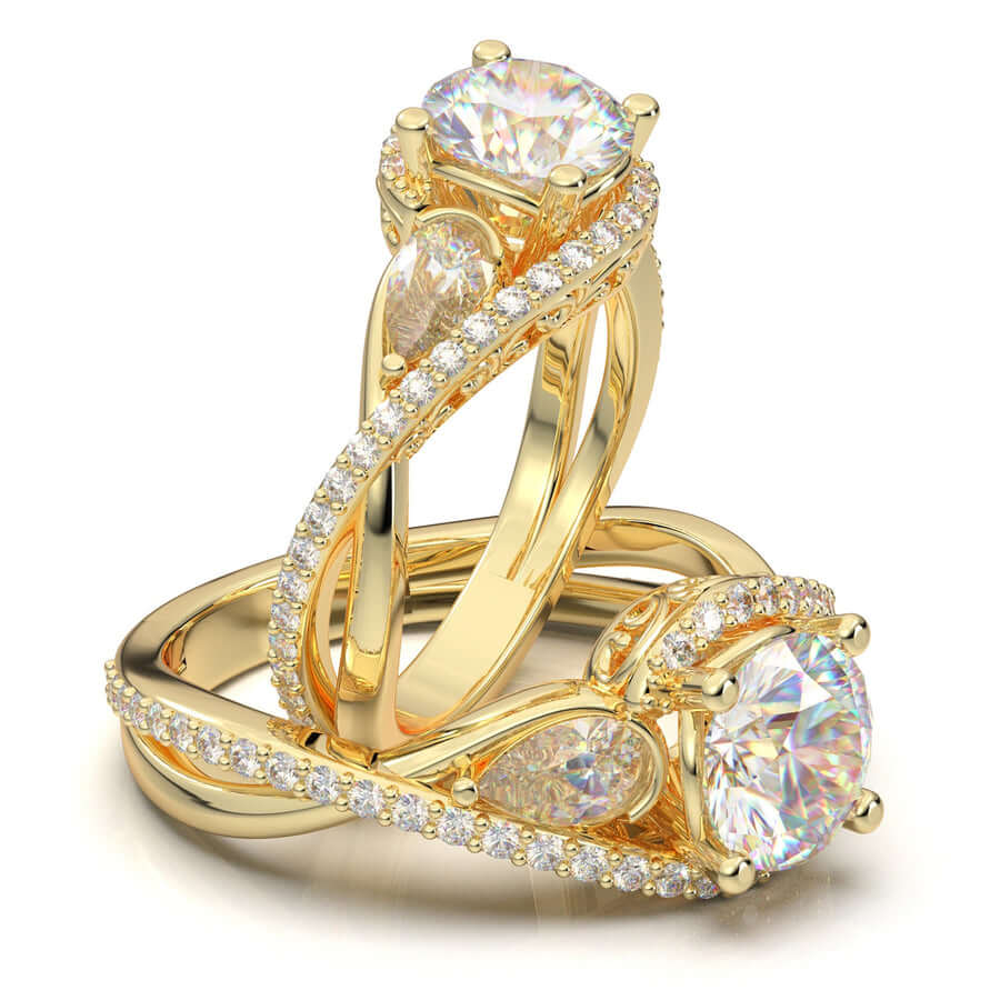 Diamond gold engagement rings for women Clearance
