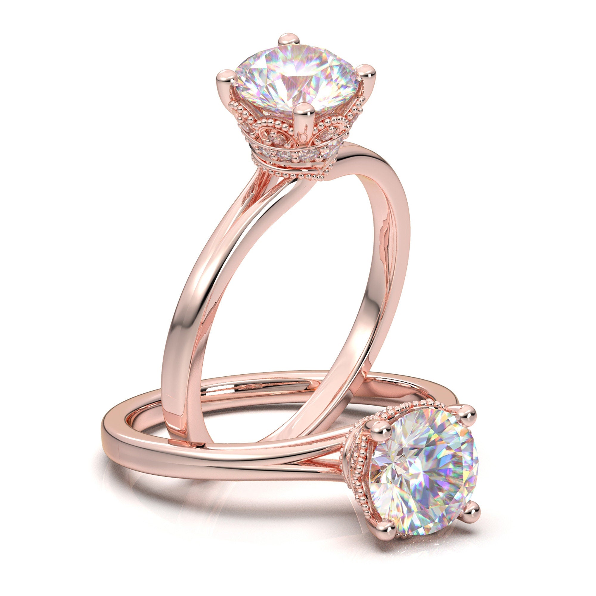 Unique Pear Diamond Engagement Two Rings Set 